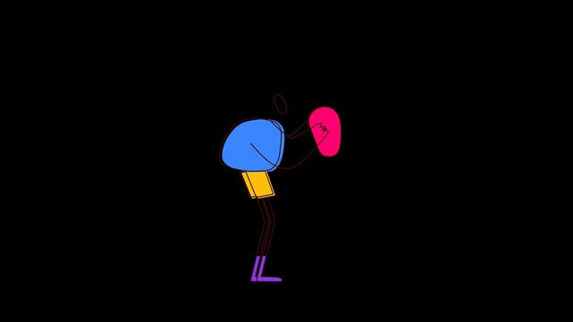 Animated character throwing a ball on transparent background