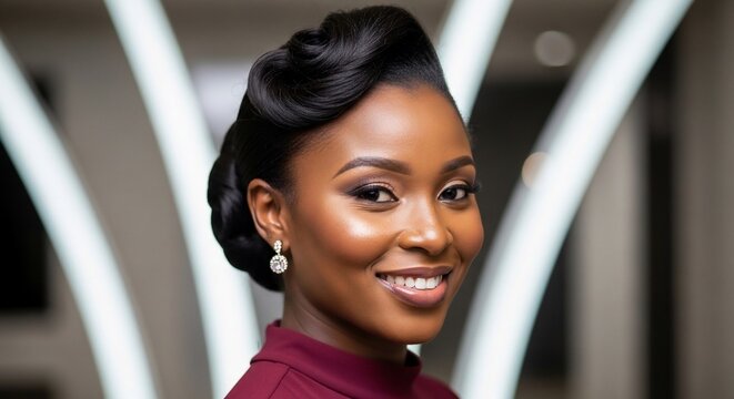 Radiant Glimmer: Sculpted Updo, Soft Glow, Elegant Frame