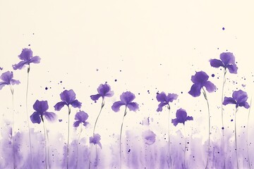 Fototapeta premium Purple iris flowers in a serene meadow