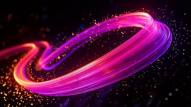 Glowing infinity loop with golden particles
