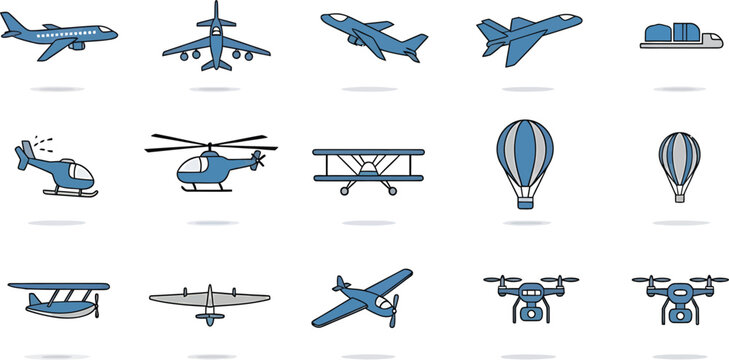 Collection of Various Aircraft and Air Vehicles in Different Shapes and Sizes
