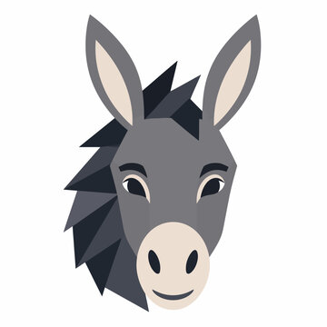 A smiling donkey's head illustration shows its face and ears clearly.