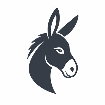 A side-view illustration of a donkey's head with perked ears