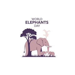 World Elephants Day Celebration: Elephant Family Under Tree Silhouette ©  Elly Sela