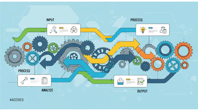 Colorful Gears and Cogs Mechanism.