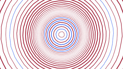 Fototapeta premium Red and blue concentric circular rings isolated on transparent background for dynamic digital design layouts