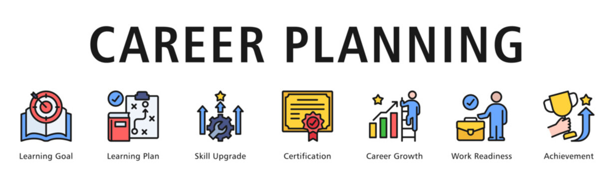 Career Planning Web Banner  icon vector illustration concept