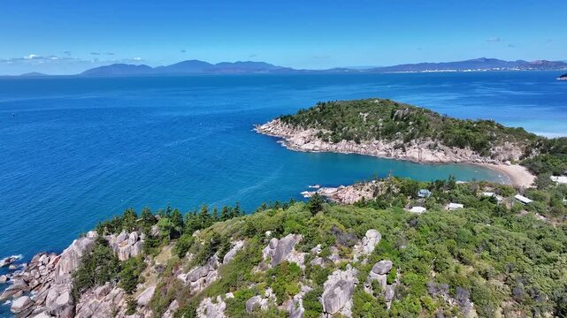 Spectacular cinematic aerial footage of Alma Bay Magnetic Island Queensland Australia