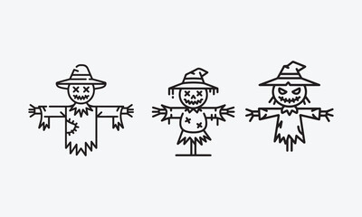 Obraz premium Scarecrow for Creepy halloween Vector Icon