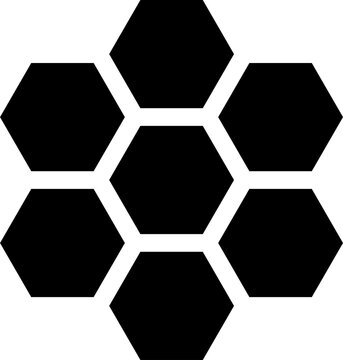 Black hexagons pattern isolated on transparent background	