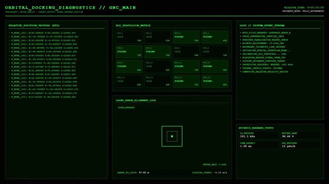Spacecraft Orbital Docking Mission Control GNC System Animation.