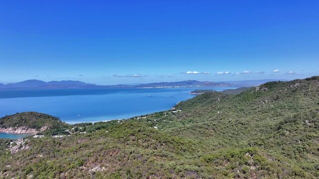 Spectacular cinematic aerial footage of Geoffrey Bay Magnetic Island Queensland Australia