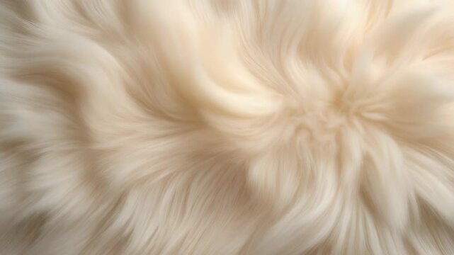 Soft Cream Colored Angora Wool Texture Blowing in Gentle Wind Luxury Fabric Loop