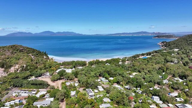 Spectacular cinematic aerial footage of Geoffrey Bay Magnetic Island Queensland Australia