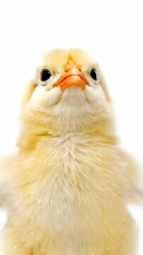 Adorable Yellow Chick Close-Up Portrait.