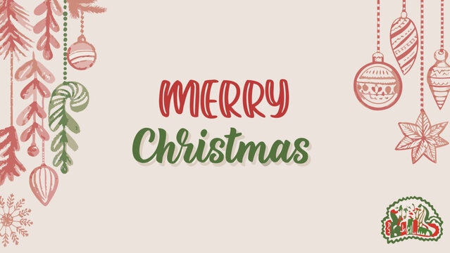 Hand Drawn Christmas Baubles And Candy Cane Ornament Pattern