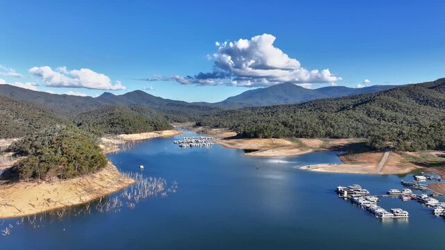 Spectacular aerial footage of Lake Eildon Jerusalem Creek Victoria Australia