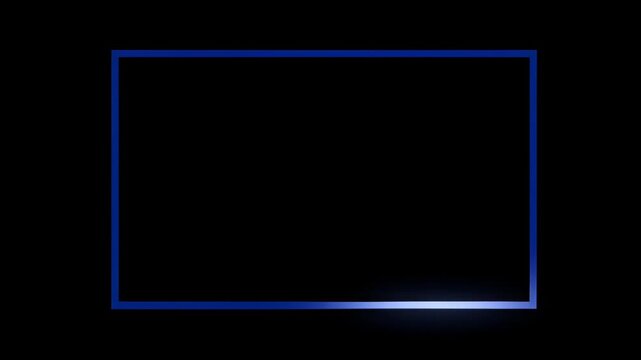 Neon Blue Frame on Black Background with Glow and Loop, Minimal Abstract Display Template for Copy Space and SEO Friendly Design
