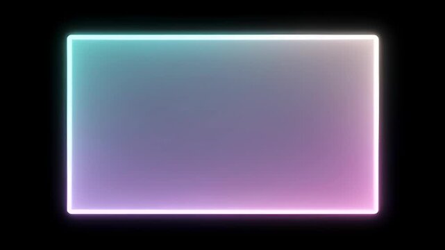 Neon loop frame with pastel glow, soft gradient, black background, abstract rectangle border design with empty copy space for modern SEO title