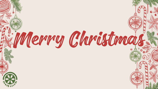 Floral Ornament And Candy Cane Pattern With Festive Christmas Text