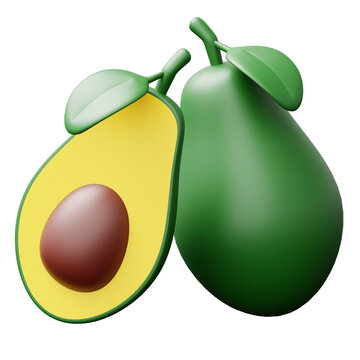 3D Avocado Icon Set