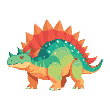 Colorful Kentrosaurus Dinosaur Vector Illustration Spiky Back Prehistoric Monster Cartoon Character Isolated on White Background for Kids Education Book Cover