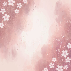 Fototapeta premium Japanese Sakura Watercolor Background with Gold Foil Texture, Spring Floral Frame Vector|水彩タッチの桜の金箔和風ベクター背景素材
