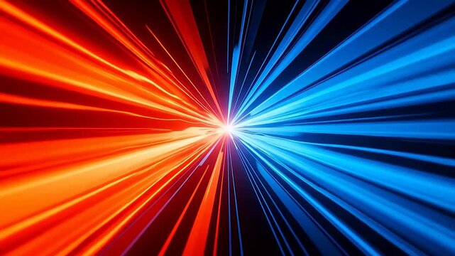 Bright white explosion with orange and blue beams