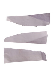 Fototapeta premium Three torn pieces of light grey paper with rough edges