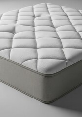 Fototapeta premium Modern Luxury White Quilted Mattress with Grey Textured Side Fabric for Comfortable Sleep and Bedroom Interior Design