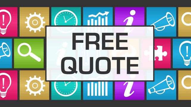 Free Quote Colorful Business Symbols Squares Lines Background Box Text 