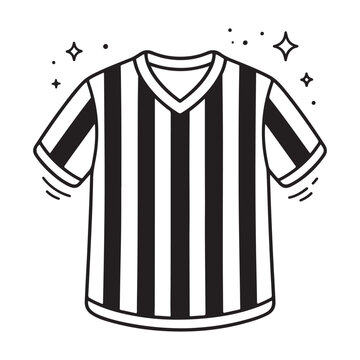 Black and white striped referee shirt.