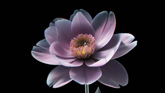 Glitch Art X-Ray Bloom with Digital Distortion and Color Separation in Tech Flower Loop for Modern Design