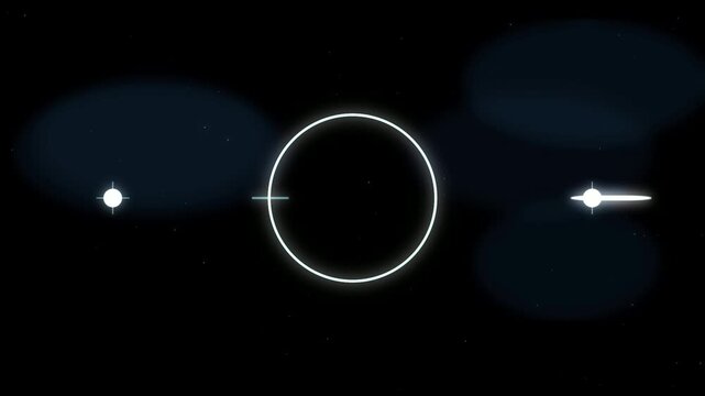 Minimalist abstract hud interface with glowing circular loading animation and pulsing light on dark background