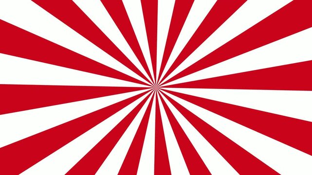 Red and white sunburst radial background, animation, retro comic, book style, motion loop for, dynamic visual presentations, and advertising
