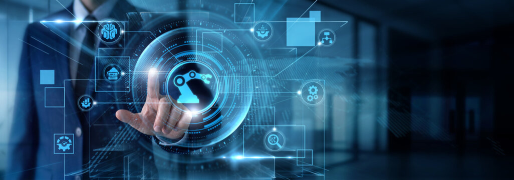 Automation Engineer touching Robotics data and mechanical arm programming, artificial intelligence smart automation, industrial hardware design, robotic process machinery.