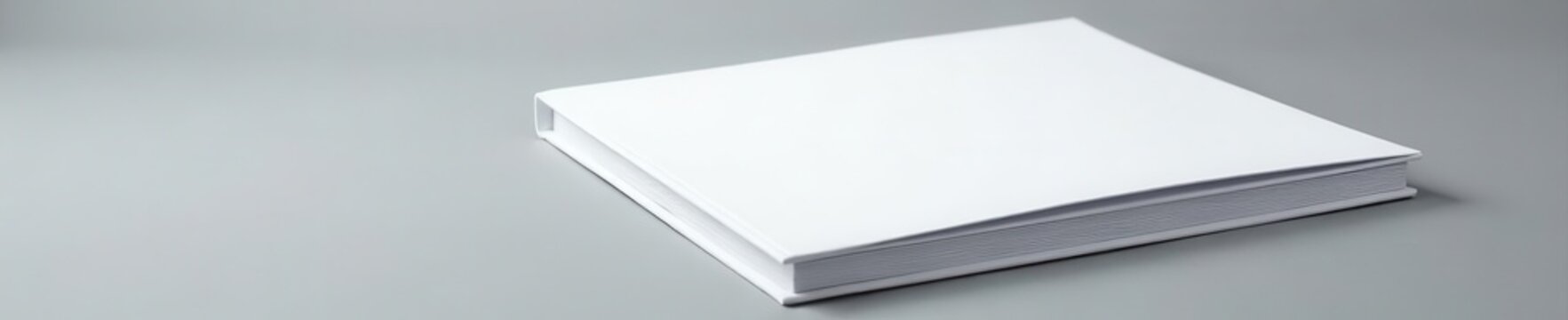 Blank white square hardcover book album mockup on grey surface , vector, grey, template
