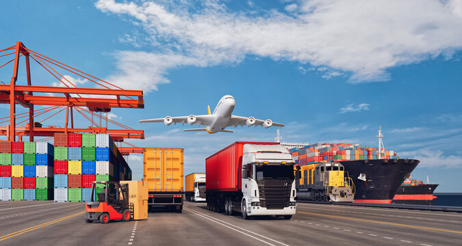 Global logistics and freight transportation network concept