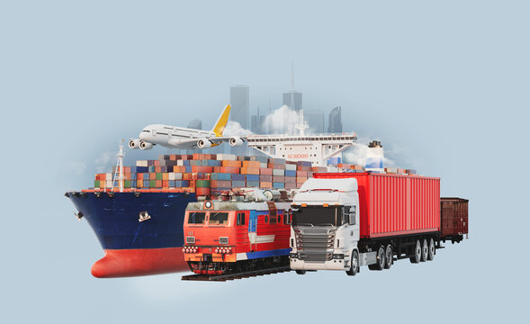 Global logistics and freight transportation network concept