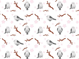 cute crow tit pattern © zhedraw