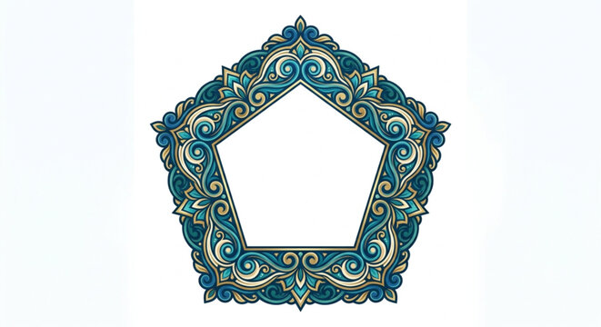 elegant ornamental pentagonal frame vector design