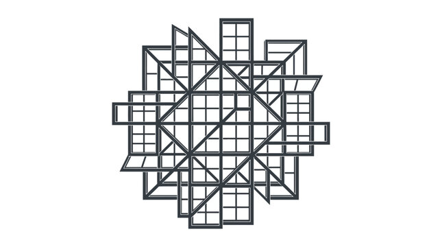 Abstract Geometric Structure with Intersecting Window Frames