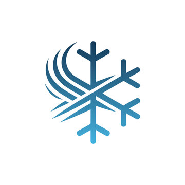 Abstract snowflake icon with wind motion effect