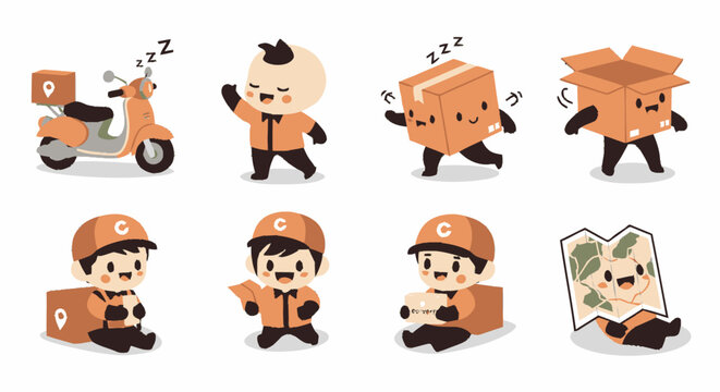 Delivery man cartoon character series.