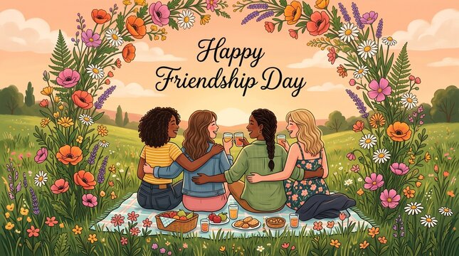Happy international friendship day celebrating togetherness and joyful moments