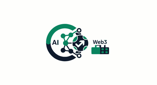 Modern Artificial Intelligence and Web3 Technology Concept Logo Design.