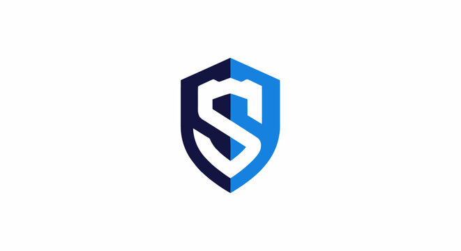 Modern blue shield logo icon with letter S design.
