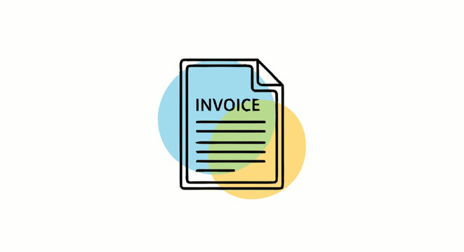 Invoice document with colorful lines.
