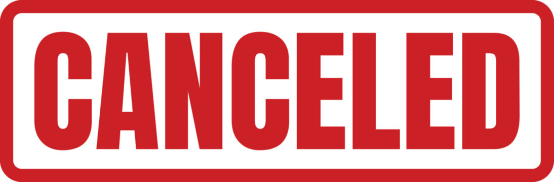 Red rectangular stamp displaying the word canceled for administrative documents and formal office paperwork usage