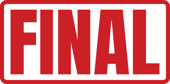 Red rectangular rubber stamp mark with the word final for official business documents and project completion